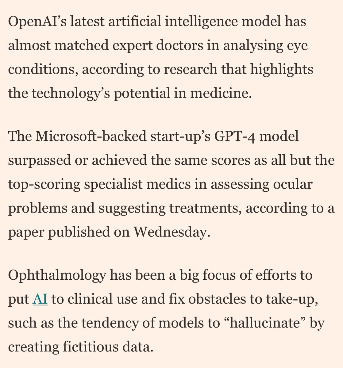 More progress towards a new model of medicine in which a wide range of data could be combined through AI to help assess an individual’s health on.ft.com/4dcrcFI