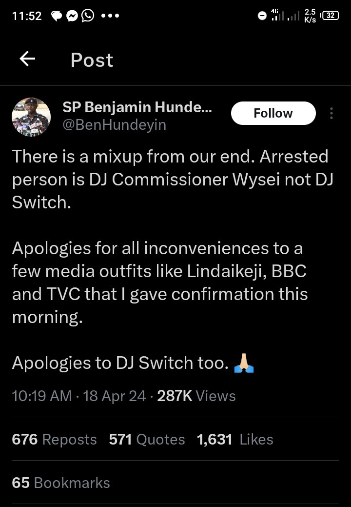 @chiditweets042 see how this guy don go cause confusion again this morning now.   People have been saying all sort of trash to @dj_switchaholic before she mentioned of now aware about what has been spreading on social media like wide fire. Our police giving misleading information