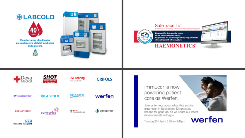 #BGS2024 is next week!!!

Make sure to visit our trade partners at their stands! 

Good to get up to date on all the tech available to support your service and improve patient care!

Take a look at our website to see who will be there:
bgs-transfusion.org/#trade