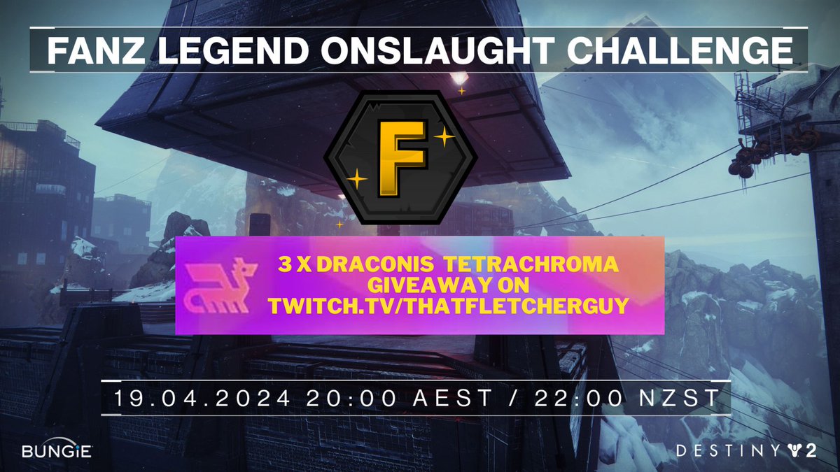 Tune in tomorrow to see the creators of the #DestinyFANZ group, team up to take down the Legend onslaught. There will be emblems to give away during the stream! Let the games begin! Twitch.tv/thatfletcherguy