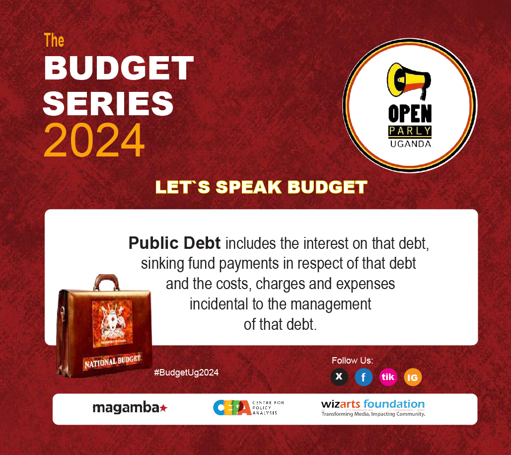 OpenParlyUg's tweet photo. Have you borrowed to pay for your lunch or you have paid in cash? This afternoon we delve into what constitutes a Public Debt.
Let`s Speak Budget #BudgetUg2024 as we learn and unlearn about our national Budget. https://t.co/7OSIVAUQAD
