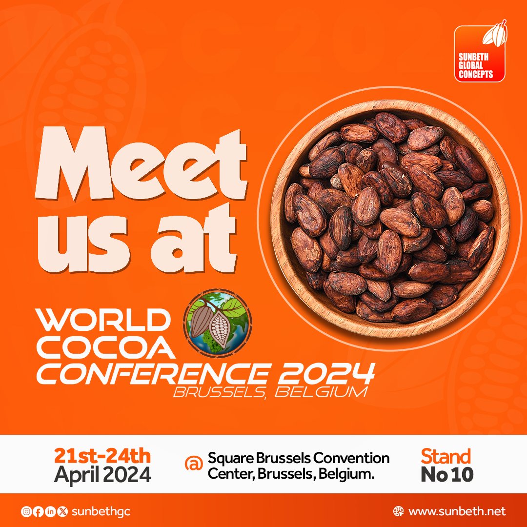 All roads lead to the Square Brussel Convention Center, Brussels, Belgium for the World Cocoa Conference Starting in a few days.
We look forward to meeting you there!!

 #worldcocoaconference #WCC2024 #SunbethGlobalConcepts #Cocoa #SustainableCocoa #Brussels #SGCL