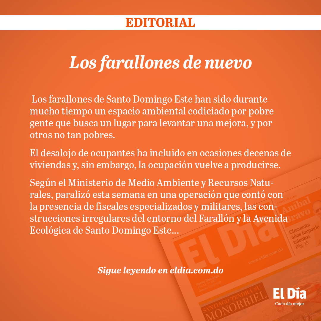 #Editorial Los farallones de nuevo
#PeriódicoElDía #EditorialElDía 
Más en: eldia.com.do/los-farallones…