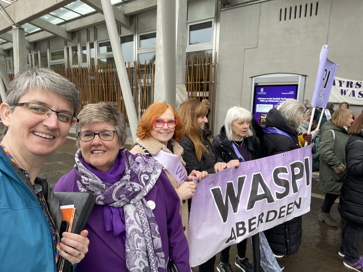 Pleased to be able to spend a bit of time with @WASPI_Campaign women from Aberdeen & around Scotland outside @ScotParl today. Fair & fast compensation is needed. There is no time to waste. The UK Govt must act and act now!