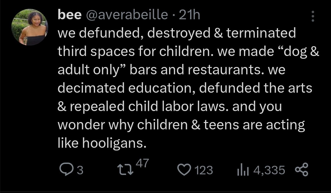 I'm sorry, kids are acting like hooligans because they're not being allowed in every single pub and bar?? The Discourse having another totally normal one I see (a shame because all the other points this post is making are totally valid)