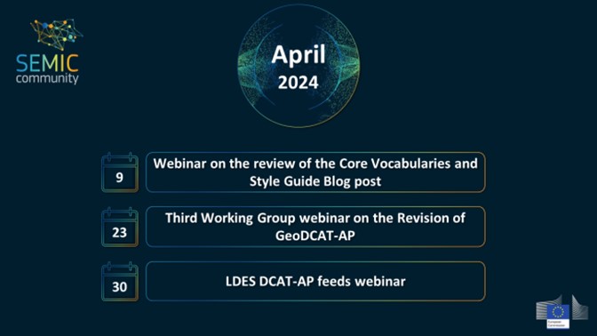 Several workshops and webinars have been planned by #SEMIC in April about #interoperability challenges! Join the conversation and don’t miss out on these opportunities to connect and learn from experts. Read more 👉 europa.eu/!yw9xkK #EUOpenData @InteroperableEU
