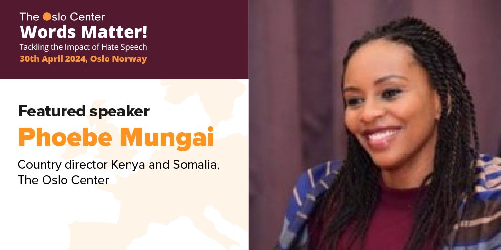 oslocenter's tweet photo. The Oslo Center’s very own Country Director in Kenya and Somalia, @MungaiPhoebe, will be discussing integration and inclusion at this month’s #WordsMatter conference in Oslo, Norway. 

Learn more about Phoebe Mungai and other Words Matter! speakers: https://t.co/INY2Hj6aBX. https://t.co/BfVLrxP5jk