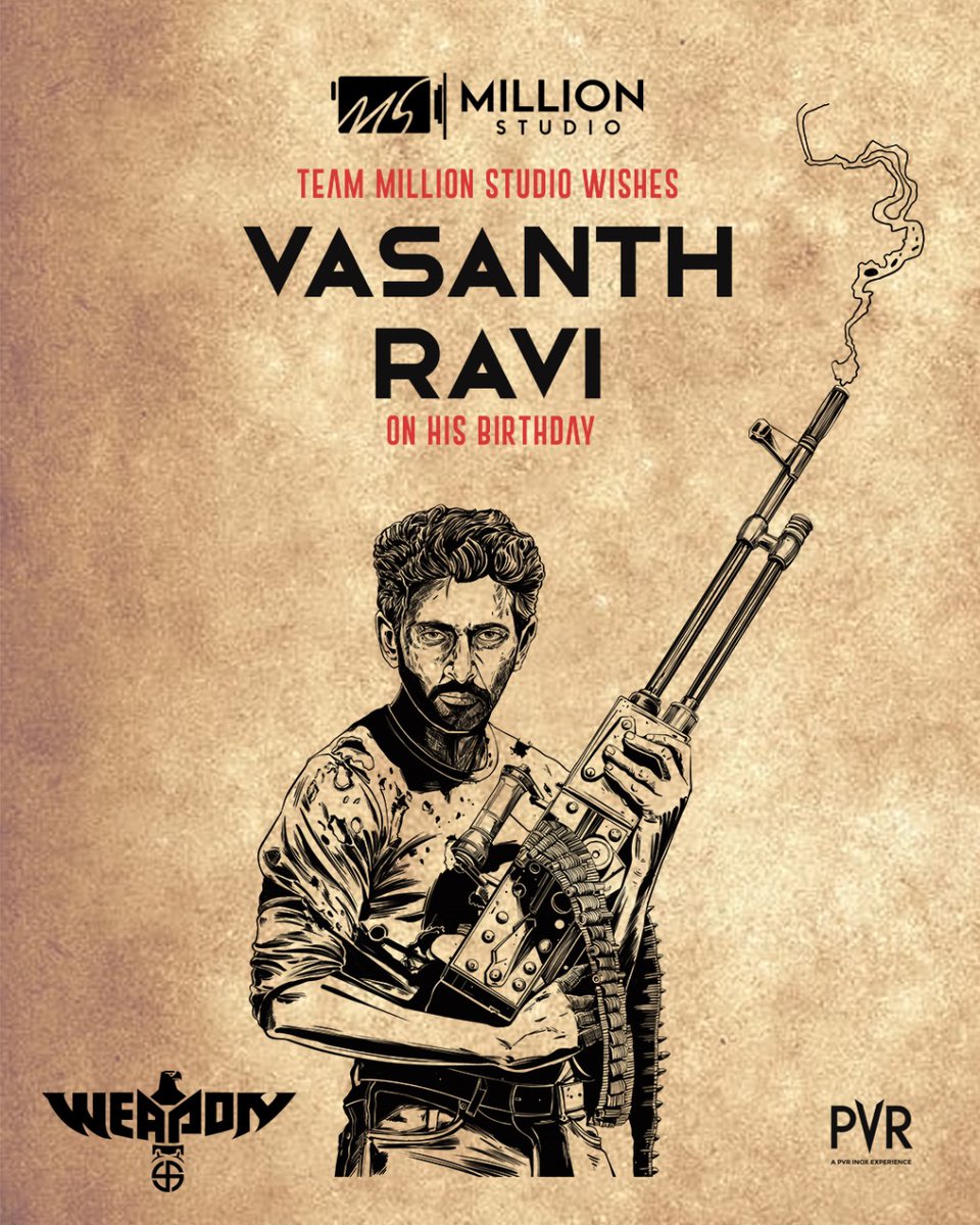 kayaldevaraj's tweet photo. Happy Birthday to the incredibly talented Actor @iamvasanthravi . May your special day be filled with joy, laughter, and continued success in your career.
@SureshChandraa
@AbdulNassarOffl
#HBDVasanthRavi
#HappyBirthdayVasanthRavi
#Millionstudio
#Weaponmovie https://t.co/NxMV4dS2kf