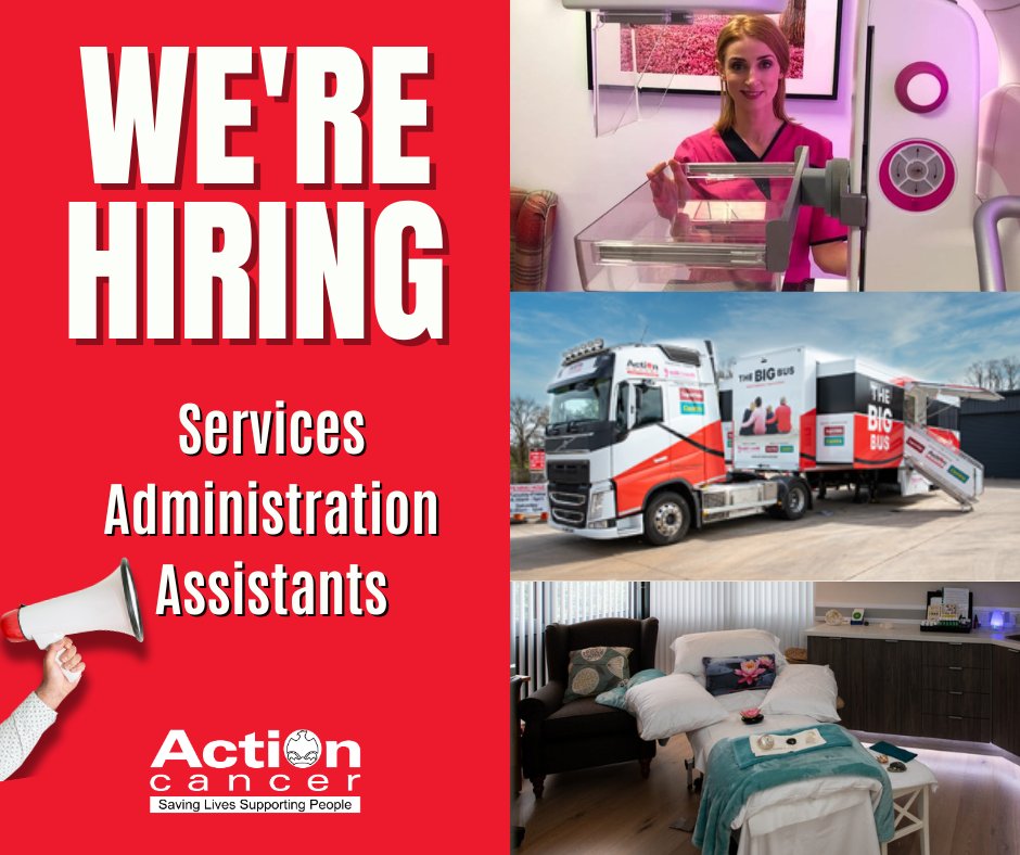 🌟Join our Team🌟 We are recruiting for full-time and part-time permanent Services Administration Assistants - £12.49 -£12.91 p/h 📝Apply Now: actioncancer.getgotjobs.co.uk to be a part of our incredible team!🤝 #SavingLivesSupportingPeople #CareerOpportunity #nijobs #charityjobs