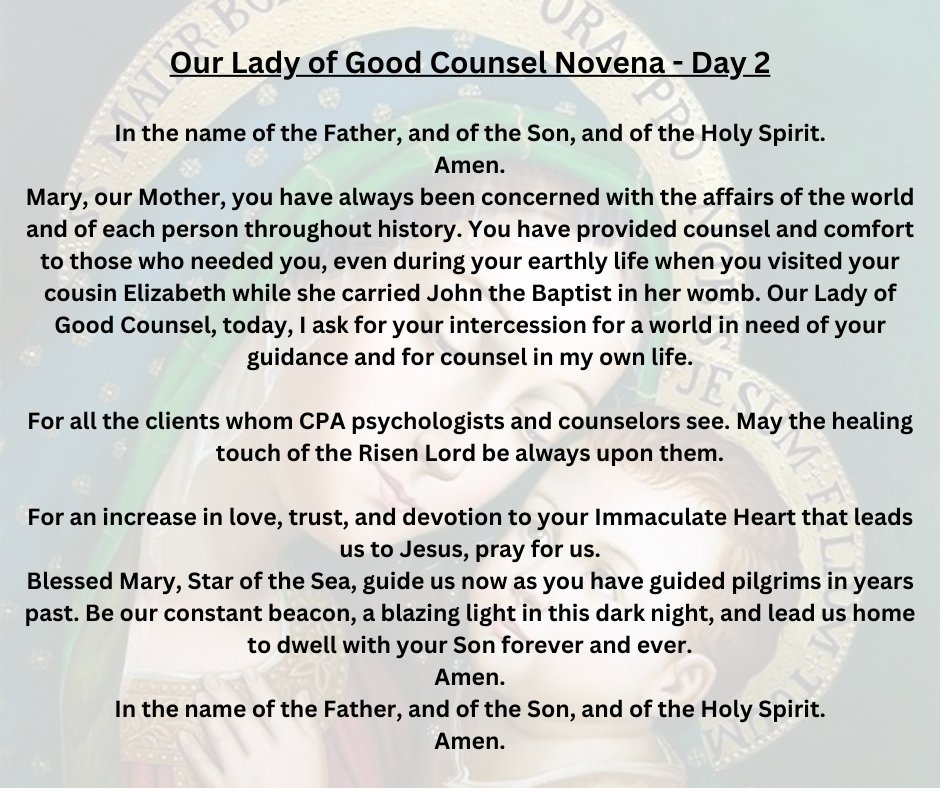 Our Lady of Good Counsel Novena Day 2