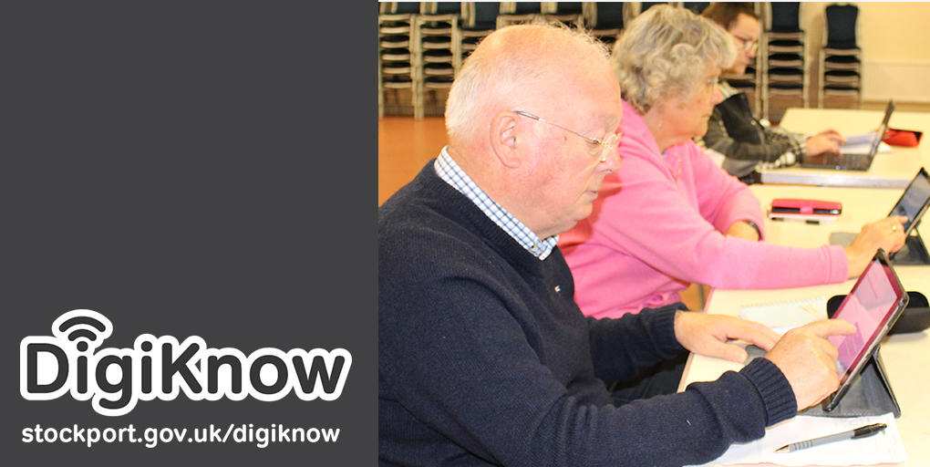 If you know someone without digital skills, DigiKnow classes in Stockport are free and can help them learn how to use the internet, shop online, send emails, access services, and more. To find a class, call the #DigiKnow Helpline on 07724 217888 or visit orlo.uk/CmPju