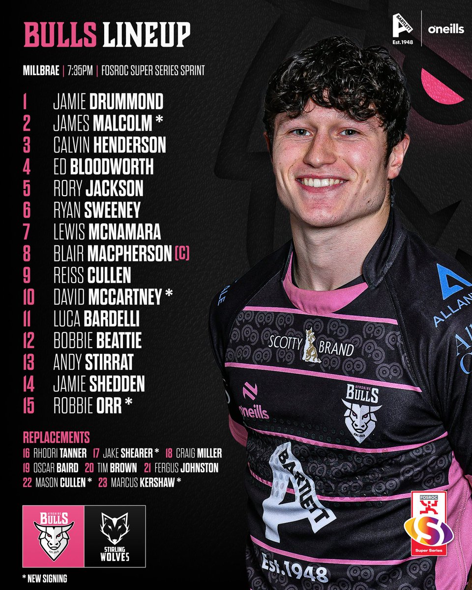 AyrshireBulls's tweet photo. TEAM NEWS | 🗞️

Here’s how the Ayrshire Bulls lineup for tomorrow night’s FOSROC Super Series Sprint opener as we take on the Stirling Wolves under the lights at Millbrae! 💪

#backingthebulls | #FOSROCSuperSeries https://t.co/ILgeCpQVKc