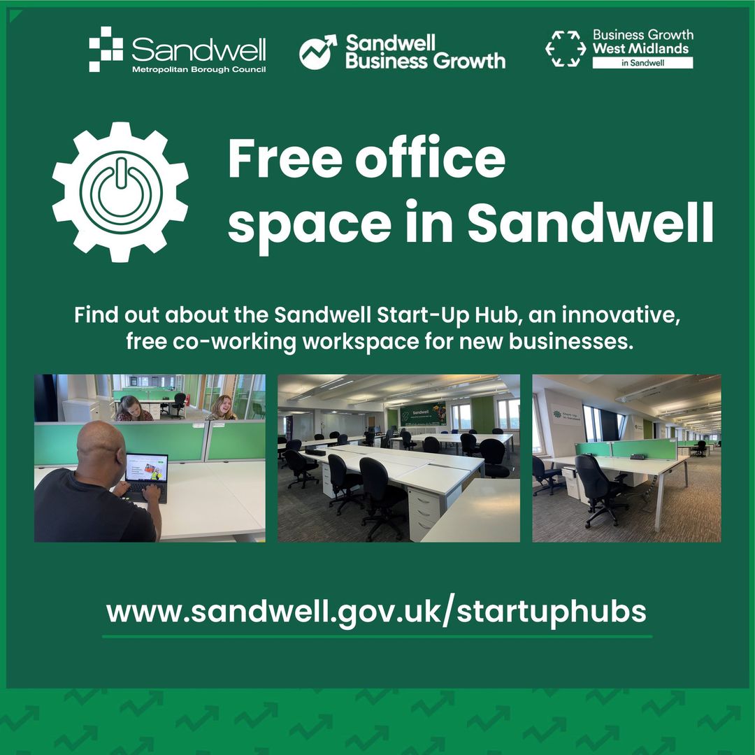 📢 FREE office space for new businesses and entrepreneurs 💼 There's no catch, if you are a new business, and have been trading less than two years in Sandwell, take advantage of a free working space in Oldbury for 12 months up to March 2025 sandwell.gov.uk/startuphubs