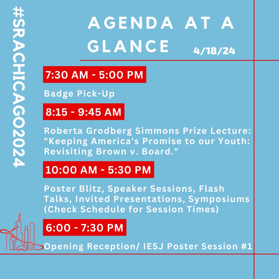 Today is the first official day of our Annual Meeting! Check out today's 'Agenda at a Glance' #SRACHICAGO2024 bit.ly/3xqaXVa