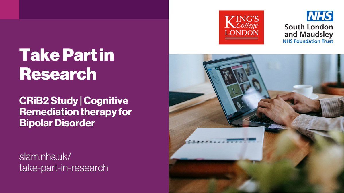 We are looking for volunteers to join a study exploring how #CognitiveRemediation therapy can help those with Bipolar Disorder. For more information and to sign up, visit: ow.ly/CkjR50RhU1y @CIRCuiTStherapy #TakePartinResearch