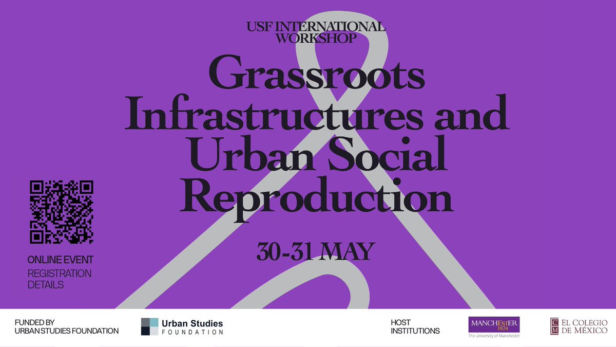New #USFInternationalWorkshop on 'Grassroots Infrastructures and Urban Social Reproduction' organized by #USFPostdoctoralFellows Nina Eber and & @Matina_Kapsali. Online event, May 30-31th 8:00 am (GMT -6). More information and registration: ow.ly/lsP450RhMmL