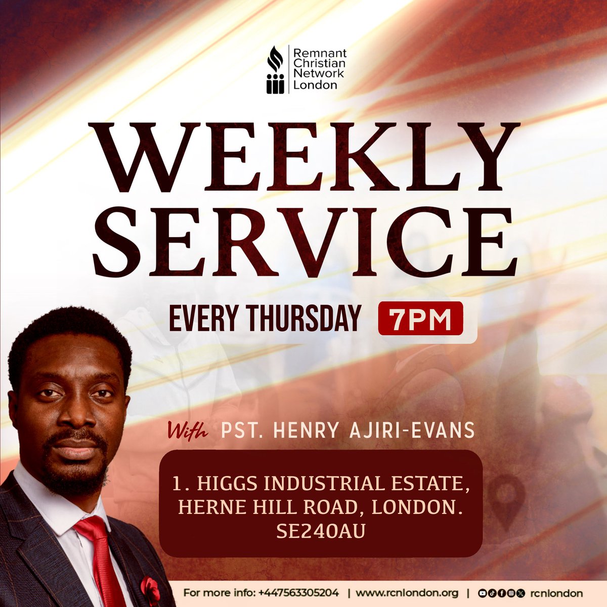 See you at 7pm! #WeeklyThursdayService #RCNLondon