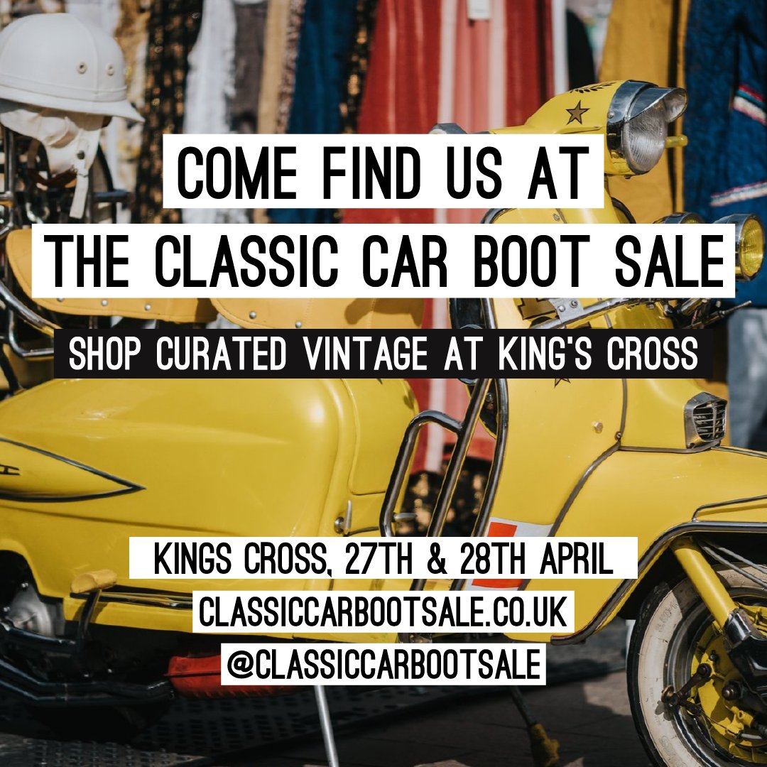 Join us down at Kings Cross next weekend (27 &amp; 28 April) for <a href="/classiccarboot/">The Classic Car Boot</a>

2 full days of vintage fashion, vinyl DJs, food, drinks and dancing all weekend long!

Grab your queue jump tickets now via classiccarbootsale.co.uk