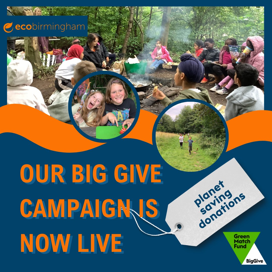 📢 Our Big Give #GreenMatch fundraising page is now LIVE! 🌎 bit.ly/BigGiveMatchFu… We've got just ONE WEEK to reach our £5000 target to help bring the wonders of the outdoors to children & families across Birmingham! Donations DOUBLED until midday on 25th April 💚