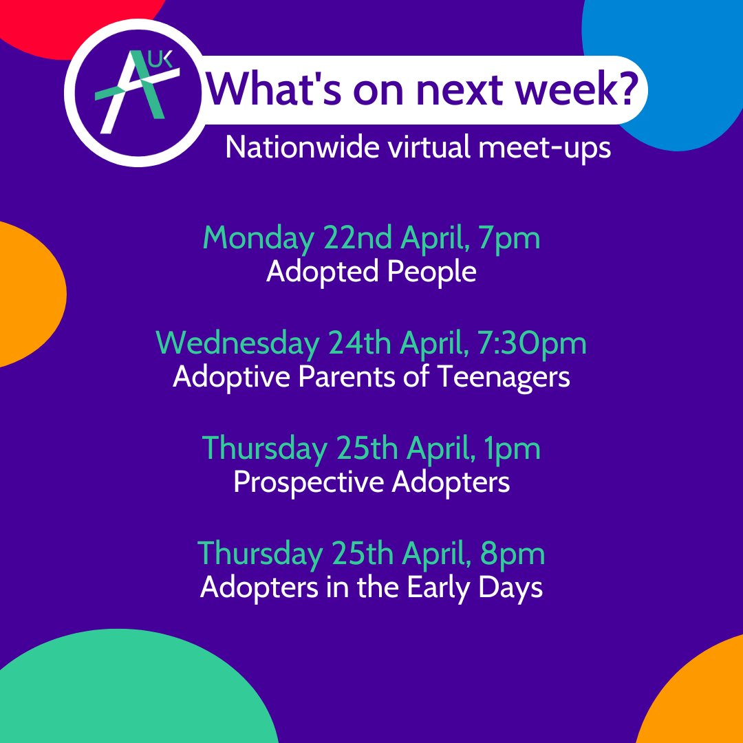 Don't miss next week's meet-ups, details of these and other groups are on our website. Log in and head to All Virtual Community Groups to find out more.