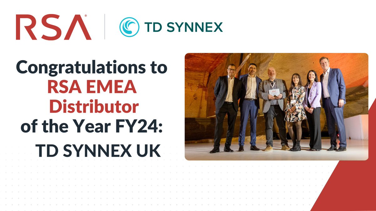 HUGE congratulations to our EMEA Distributor of the Year for FY24 @TD Synnex UKI. A well deserved award for the entire team! Well done 👏#EMEAPartnerCouncil2024 #rsachannelpartners #partnersuccess