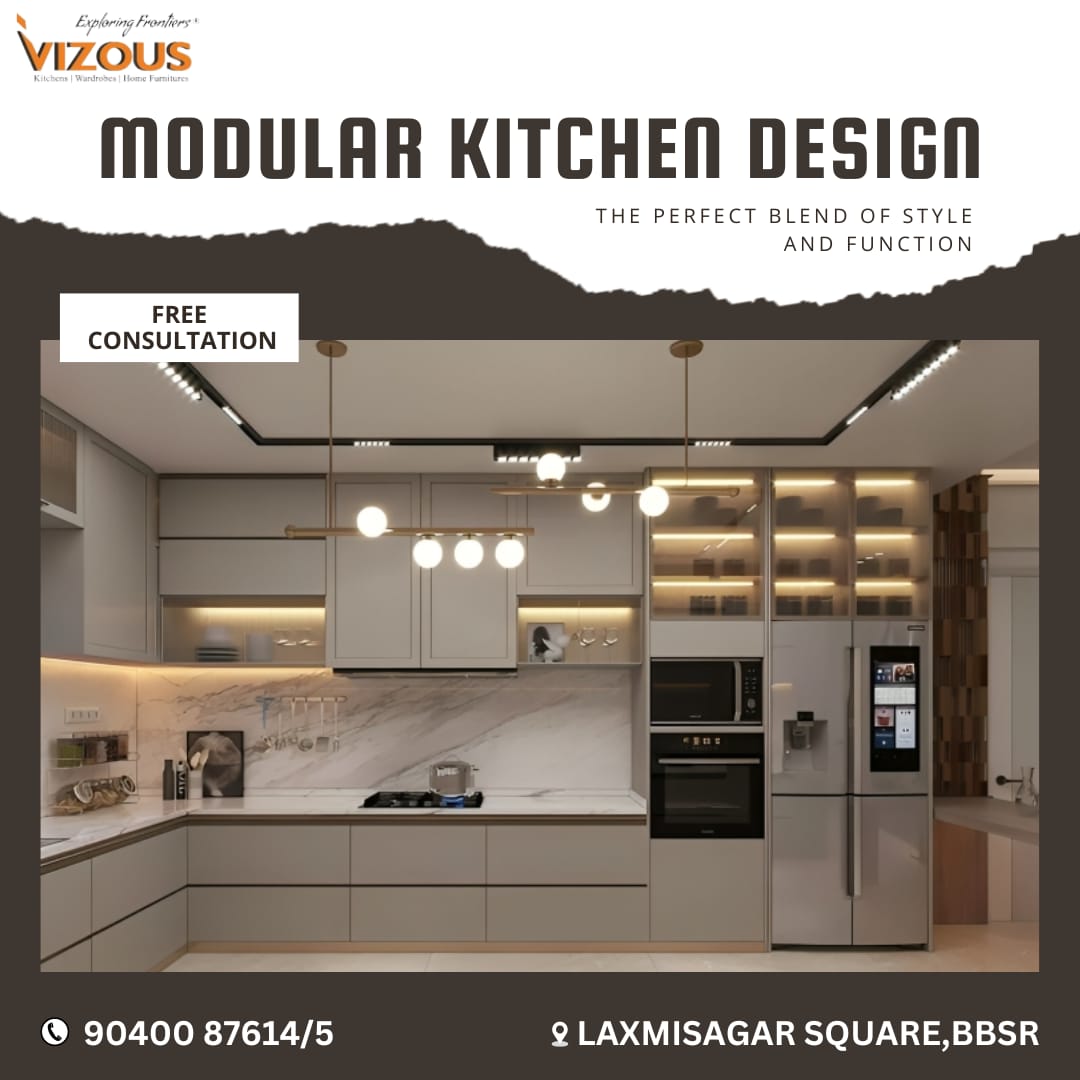 A kitchen worth showing off, a kitchen worth living in. Revolutionize your cooking experience with Vizous Interio's modular kitchens. #moderninteriordesign #modularkitchen  #interiordesign #homedesign #kitchen #kitcheninterior #kitchendecor #vizousinterio #bhubaneswar #india