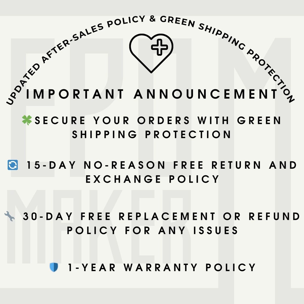 👉Updated After-Sales Policy & Green Shipping Protection👈 🍀Secure Your Orders with Green Shipping Protection 🔄 15-Day No-Reason Free Return and Exchange Policy 🔧 30-Day Free Replacement or Refund Policy for Any Issues 🛡️ 1-Year Warranty Policy ・ #epomaker #epomakerkeyboard