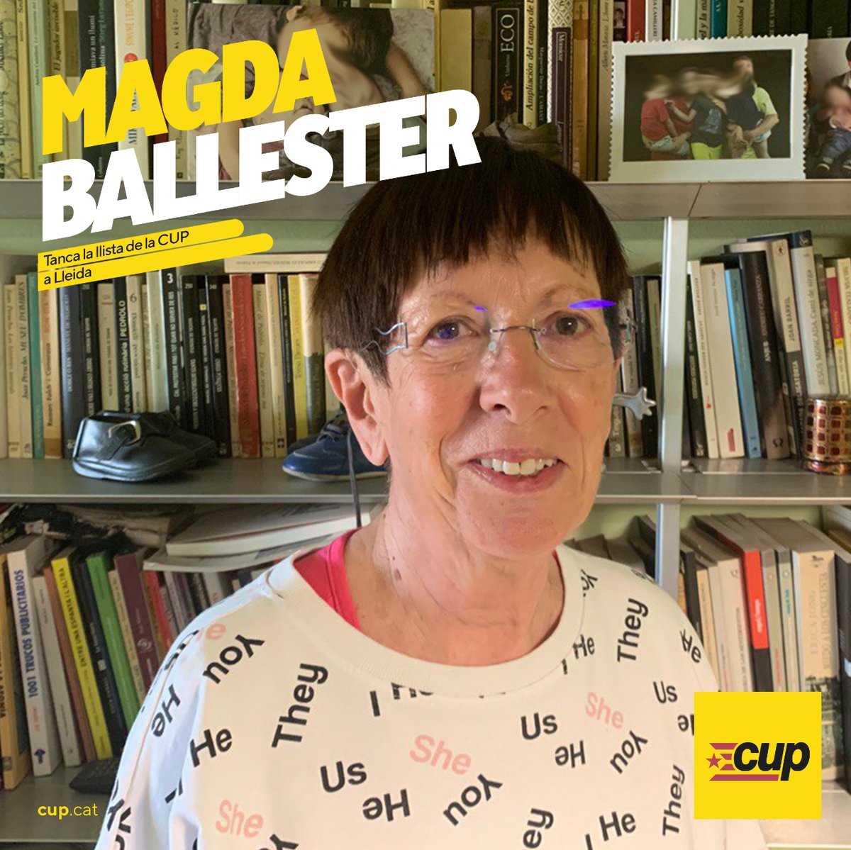 #LlistaCUP 15🟡Magda Ballester🟡 75 anys, Periodista i regidora del PSUC a la legislatura de 1979. El 1968 entrà a militar al clandestí Partit Socialista Unificat de Catalunya. on ocupà càrrecs de diferent responsavilitat.