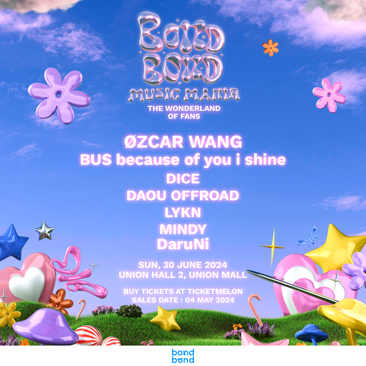 bondbondlive's tweet image. bondbond Music Mania
The Wonderland of Fans  🌍🌈🎵

มาร่วมเปิดประสบการณ์ครั้งใหม่ร่วมผจญในโลกมหัศจรรย์ของเสียงเพลงและแฟนด้อม ✨ กับศิลปิน T-POP และ International ที่ทุกคนรอคอย พร้อมกับรับชมโชว์การแสดงที่ยิ่งใหญ่ของเหล่าศิลปินบนเวทีโปรดักชั่น แสง สี เสียง แบบจัดเต็มในบรรยากาศสุด…