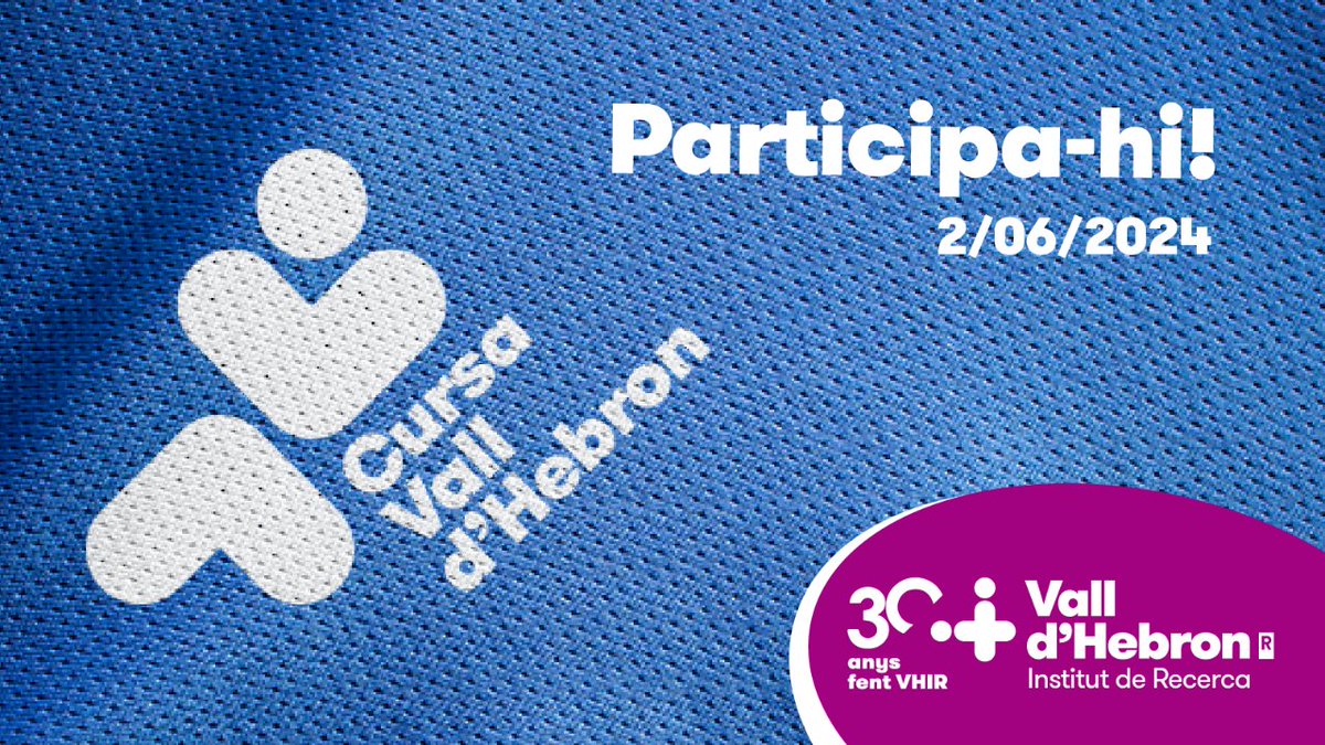 Participa en la 1⃣ Cursa <a href="/vallhebron/">Vall d'Hebron</a> el 2 de juny! Un circuit de 5 km que podràs fer caminant 🚶🏼 o corrent 🏃🏼

👤 Siguis professional, pacient, veí o veïna, vine a córrer per celebrar els 30 anys del <a href="/VHIR_/">Vall d'Hebron Institut de Recerca</a> #30AnysFentVHIR

Inscripcions a 👉🏼 vallhebron.com/cursa