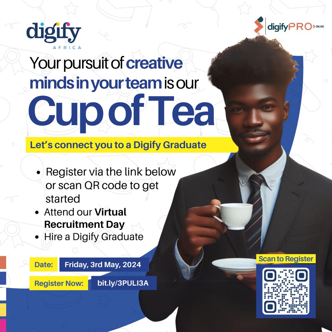 aminatmusa795's tweet photo. Seeking skilled digital talents for your organization's growth?

Join our Virtual Recruitment Day on May 3rd, 2024 to find talents that can elevate your organization. Register now: https://t.co/dvVyALwXAK 

#DigifyNG #DigifyPro #DigitalTalent  #NigerianCreatives #AfricanTalents https://t.co/UPgSzj5eGk
