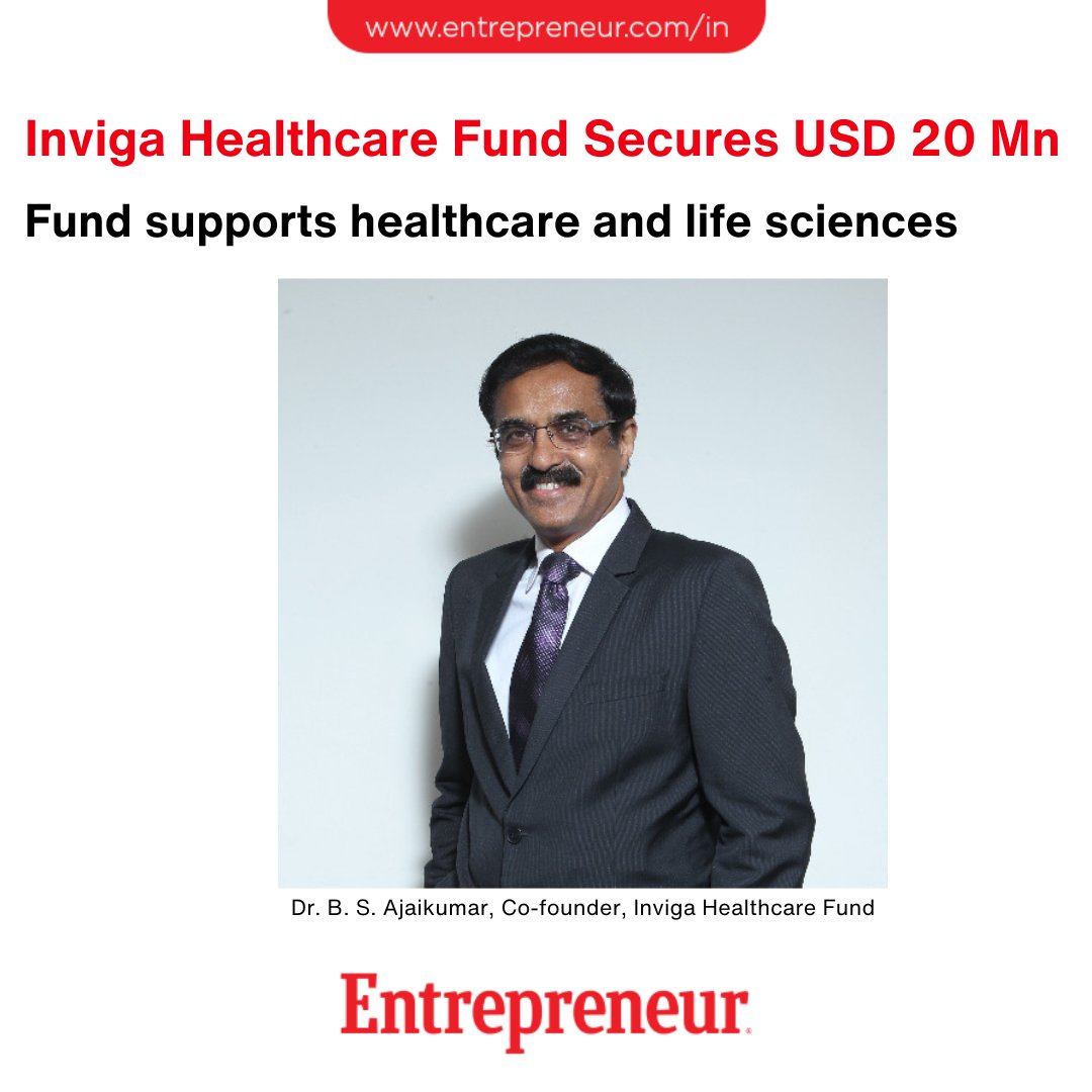 EntrepreneurAPJ's tweet photo. Inviga Healthcare Fund (IHF), a newly launched private equity fund based in Bengaluru, secures USD 20 million in its initial close.
Read: https://t.co/ysGJ9WMz3O

#Bengaluru #InvigaHealthcareFund #HealthcareGlobalEnterprises #EquirusCapital #HealthcareInvestment #VentureCapital https://t.co/t2aS9RSrgx