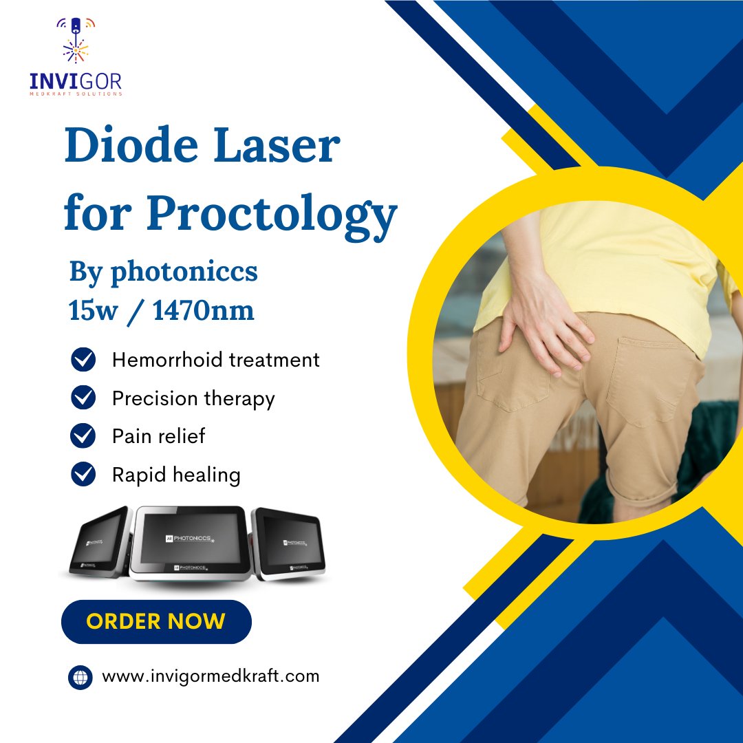Experience the future of proctology with Photonics 15W/1470nm diode laser – the epitome of precision therapy.
 ☎ +91-9958862217
visit invigormedkraft.com.
#ProctologyLaser #PhotonicsLaser #PrecisionTherapy #HemorrhoidTreatment #PainRelief #RapidHealing #MinimallyInvasive
