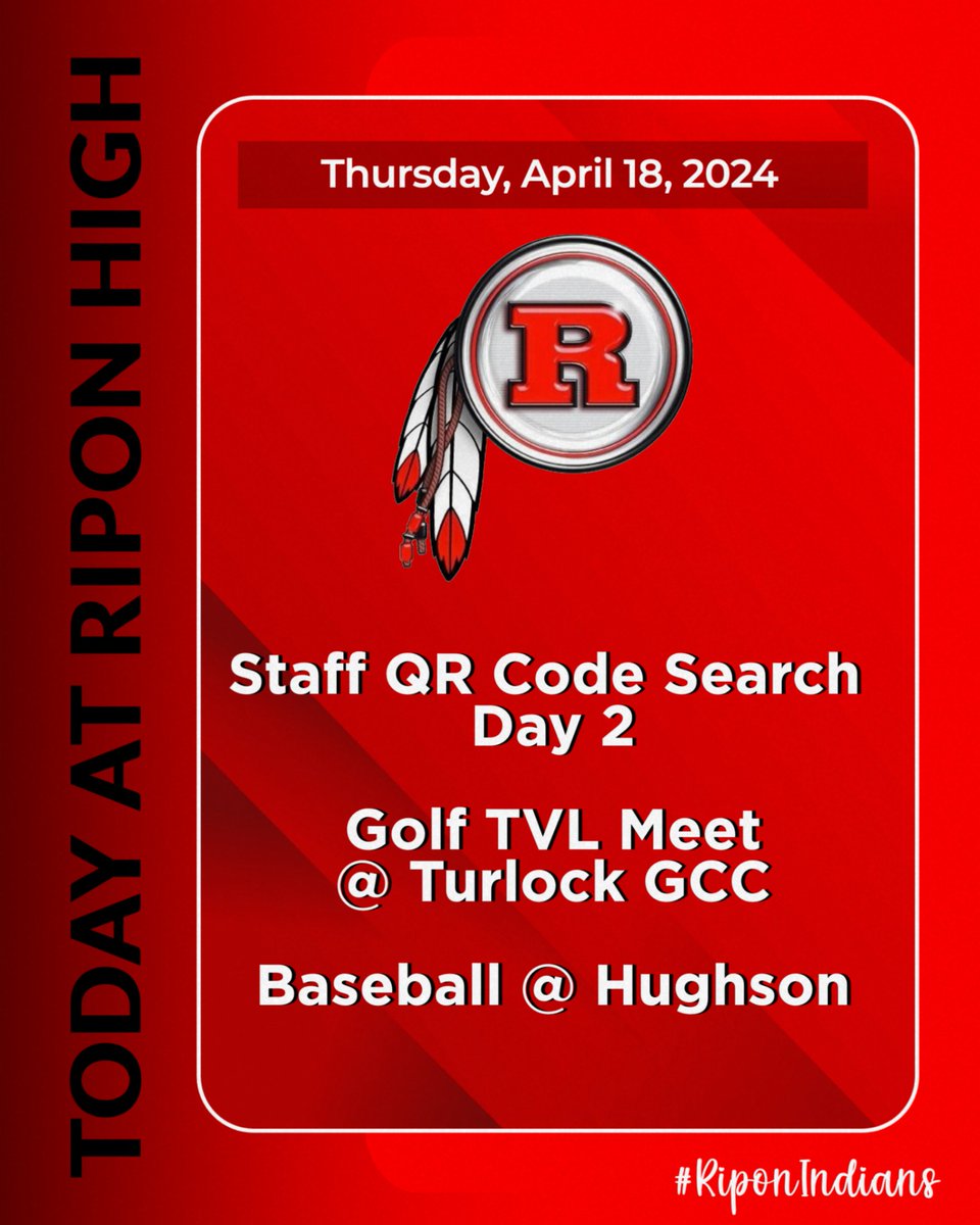 Final day to find and scan QR codes! How many have you found? @HughsonSports #RiponIndians