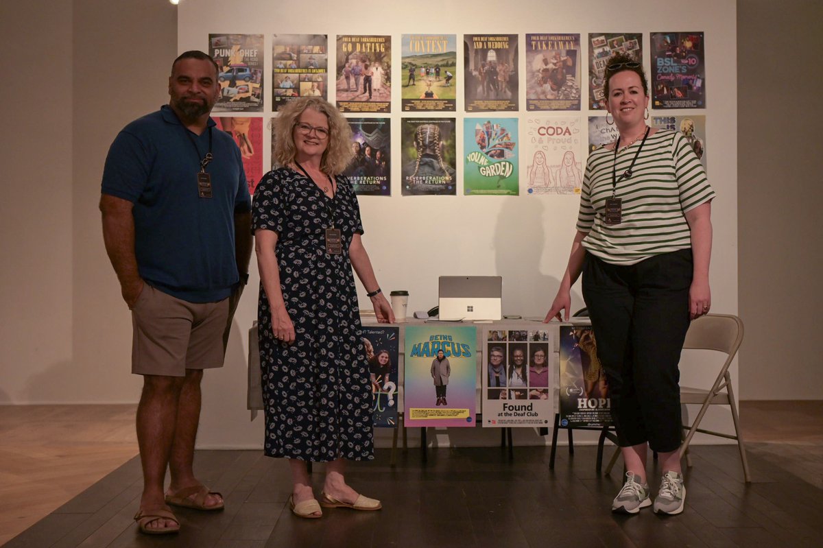 Julian, Caroline and Camilla have been running an info stall at the Signlight International Film Festival, telling the world what we do! signlightff.org #sliff #slff #deaffilmfest #DeafTalentUK