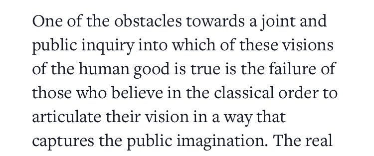 Though I disagree with her, I appreciate what @krmaher does here. She lays out a vision of truth & pluralism that enjoys increasing credibility but is rarely articulated so well or so congenially. We need a similar voice for classical order. As I wrote: theamericanconservative.com/up-from-origin…