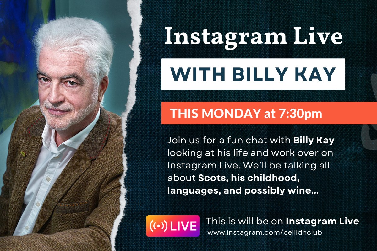Join us over on Instagram Live on Monday with Scottish writer, broadcaster and language activist, @billykayscot 🏴󠁧󠁢󠁳󠁣󠁴󠁿 We'll be talking all about Scots, Billy's childhood, languages, and possibly wine... #billykay #scots #activist #writer