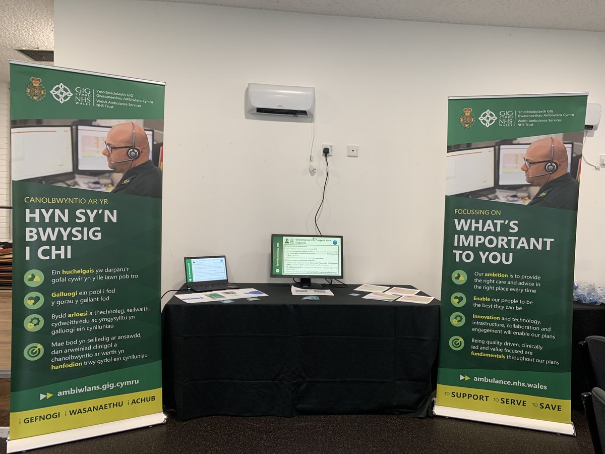 The penultimate @WelshAmbulance CEO Roadshow in Cardiff this morning. Strategy, Planning and Performance stand all ready to welcome #TeamWAST.