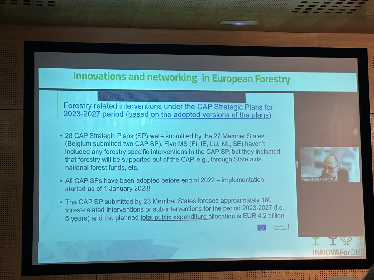 Oneforest_H2020's tweet photo. Now at the #ONEforestFinalEvent, Tamas Szedlak from @EUAgri Forest Section sheds light on the financial opportunities within the forestry sector. 

#INNOVAForONE #EUforest #H2020 #HorizonEU https://t.co/00RPo7Wm0f