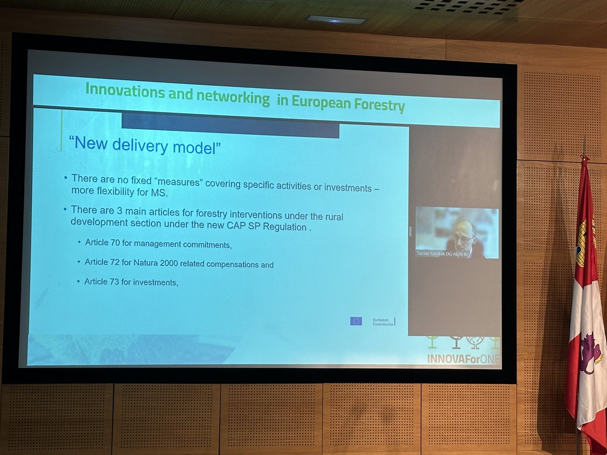 Oneforest_H2020's tweet photo. Now at the #ONEforestFinalEvent, Tamas Szedlak from @EUAgri Forest Section sheds light on the financial opportunities within the forestry sector. 

#INNOVAForONE #EUforest #H2020 #HorizonEU https://t.co/00RPo7Wm0f