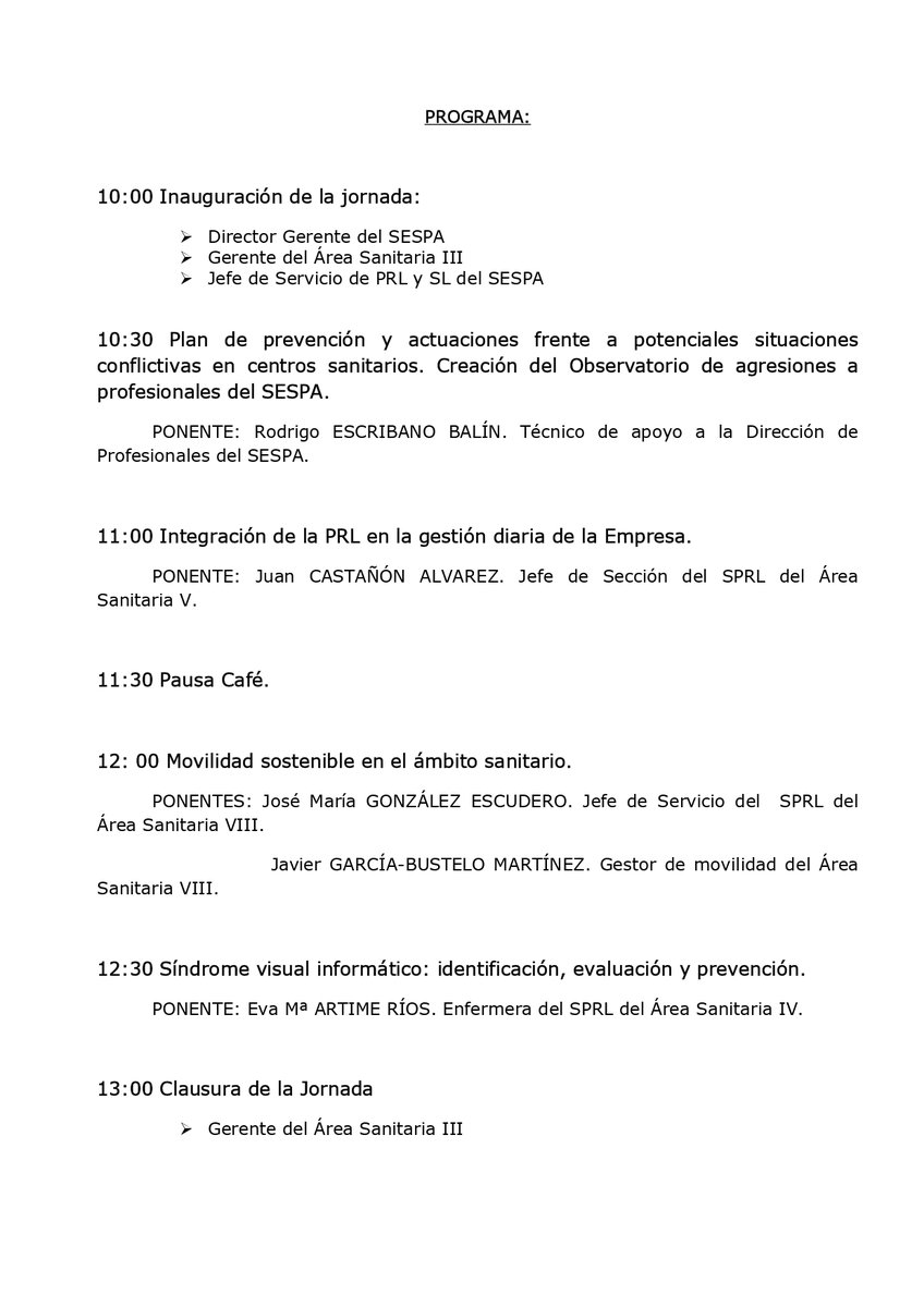 📌El #Sespa celebrará este año el 𝐃í𝐚 𝐌𝐮𝐧𝐝𝐢𝐚𝐥 𝐝𝐞 𝐥𝐚 𝐒𝐞𝐠𝐮𝐫𝐢𝐝𝐚𝐝 𝐲 𝐒𝐚𝐥𝐮𝐝 𝐞𝐧 𝐞𝐥 𝐓𝐫𝐚𝐛𝐚𝐣𝐨 en el área sanitaria III 📅 26 de abril ⏰10 horas 🏥Hospital San Agustín 📍Inscripciones ➡️diamundialsst.area3@sespa.es 📍Programa 👇