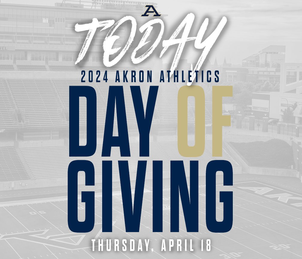 The 2024 Akron Athletics Day of Giving is HERE! The biggest fundraising event for our student-athletes has begun! Check out how to give to your sports program by Clicking HERE 👉 bit.ly/3I6MeqR #GoZips l 🦘