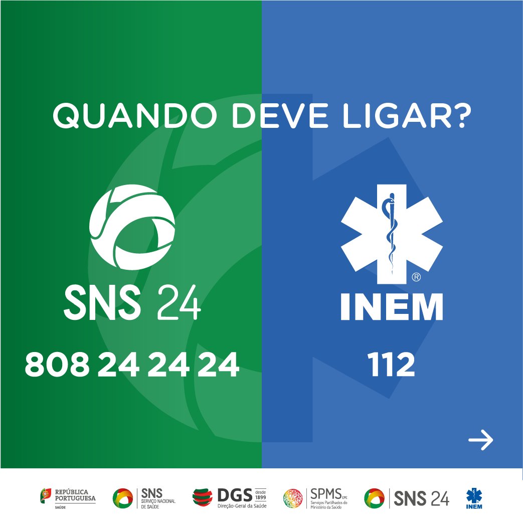 SNS_Portugal's tweet photo. Sabe quando deve ligar para o SNS 24 ou para o INEM? Ligar para o número certo faz toda a diferença! Pela sua saúde e pela saúde de todos/as. Saiba mais: https://t.co/CMQDOZttNv. 👌 #Saúde #SNS #SNS24 #SNS24ouINEM @INEMtwitting  @DGSaude https://t.co/QsFro2VXPu