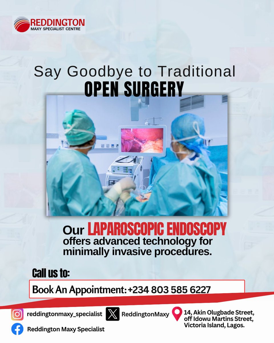 Laparoscopic endoscopy offers a safer, more efficient, and less invasive alternative to traditional open surgery. Our Laparoscopic Endoscopy offers advanced technology for minimally invasive procedures. Call us now: ☎️ +234 803 585 6227 #minimallyinvasive
#Laparoscopicendoscopy