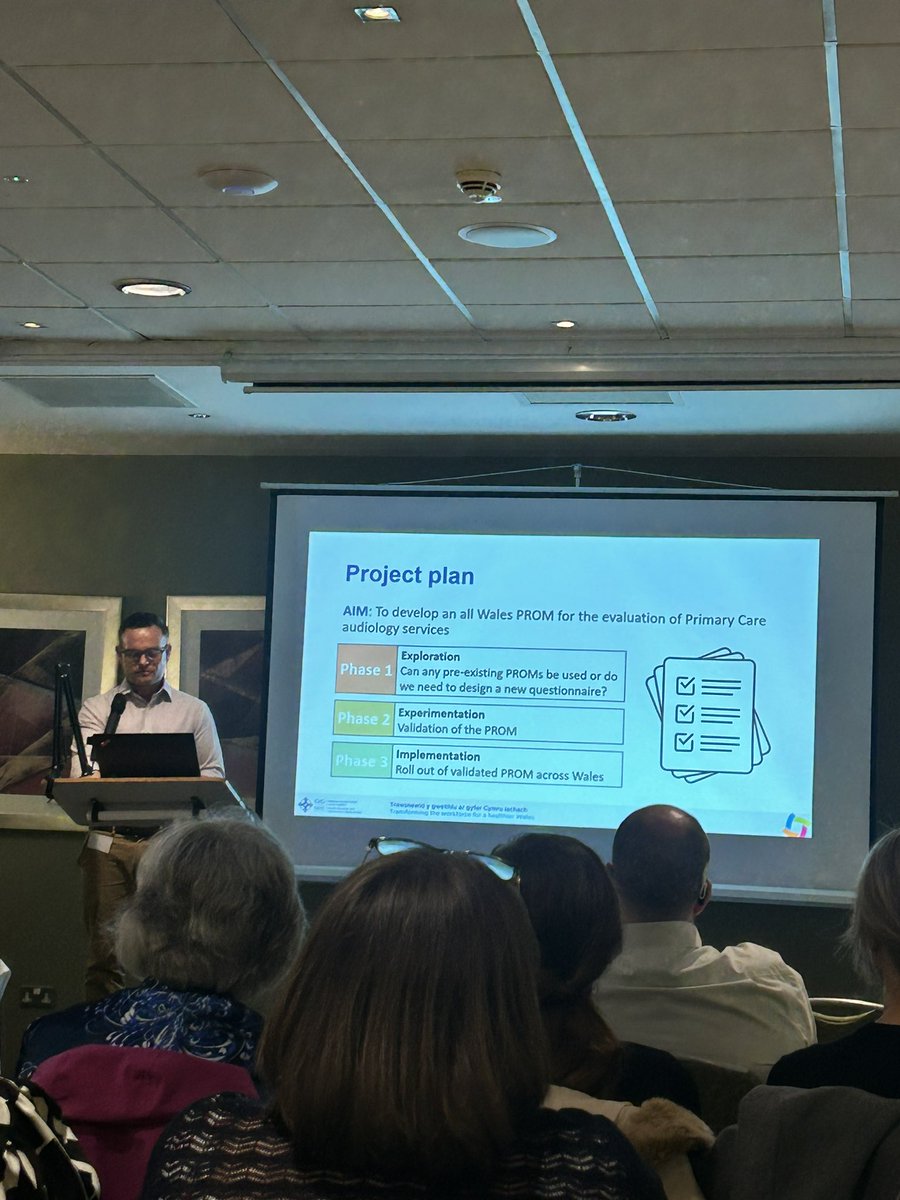 @JackAllum1 presenting on his @HCS_Cymru Welsh Clinical Leadership Fellowship project - Developing a PROM for Audiology Primary Care services. Great work 👏🏻
