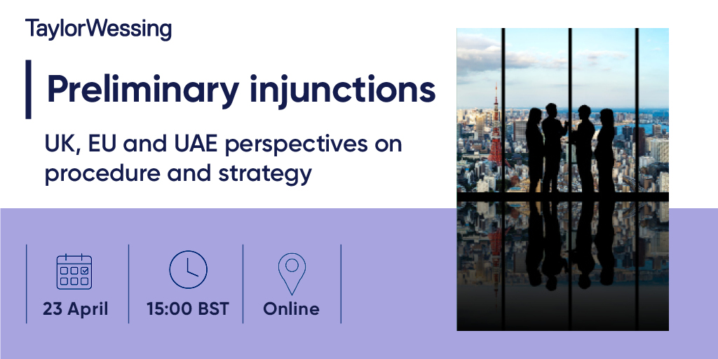 How can you use preliminary injunctions effectively? Join us on 23 April where our experts from the UK, EU & Dubai explore international perspectives on the use of PIs in trademark and other soft IP disputes. Register now: bit.ly/3vLIHvK #IntellectualProperty #Disputes