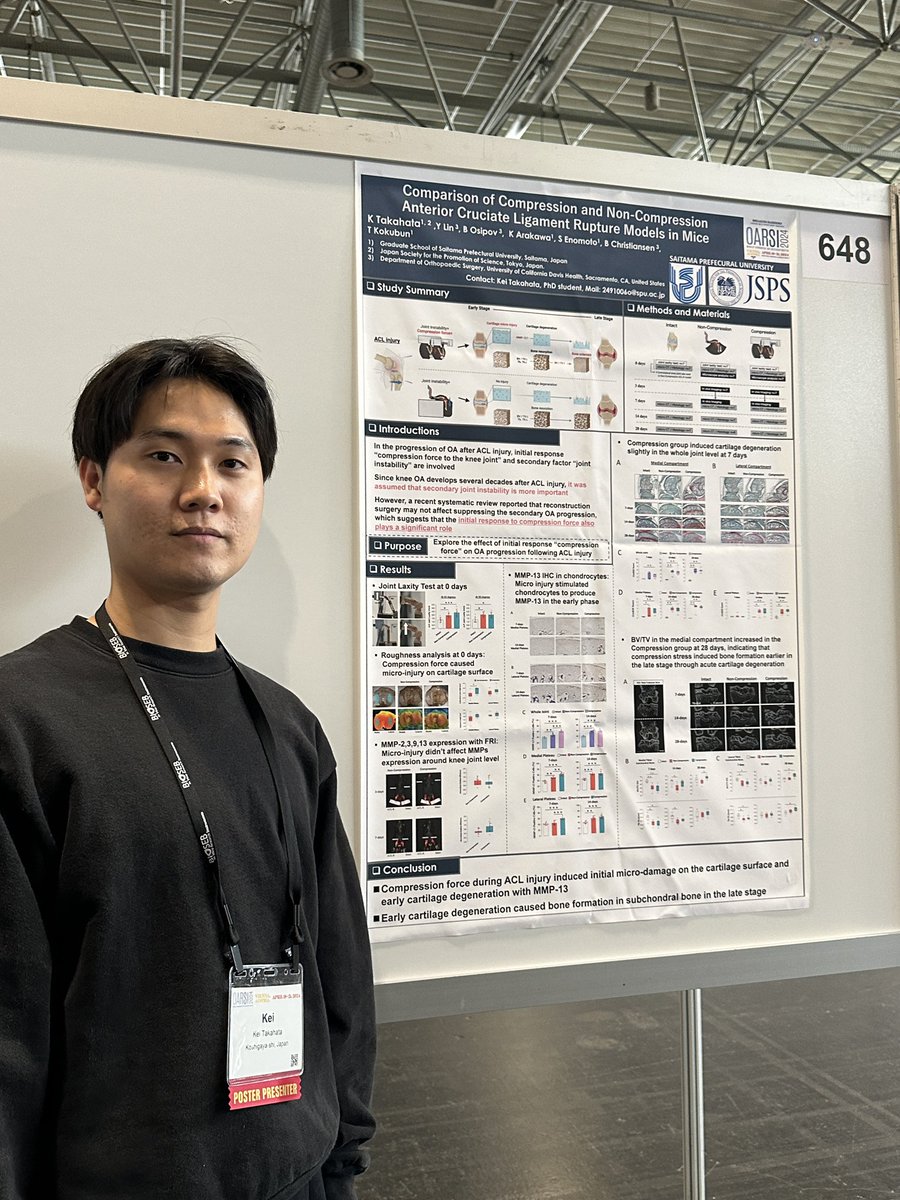 doctor_tkht's tweet photo. Finally OARSI 2024 started in Austria 🇦🇹

I have two poster: relationship synovitis and cartilage degeneration via synovial fluid miRNA, and initial effect of compression stress during ACL rupture on OA progression. Let’s come and discuss 🔥🔥 https://t.co/Vh0XQiqIEO