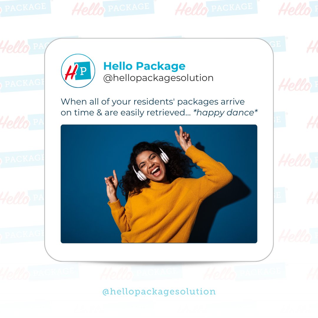 When all of your residents' packages arrive on time & are easily retrieved... thanks to the #HelloPackage system and its automatic text updates: *happy dance* 🕺

#packagesolutions #deliverysolutions #packageroom #onsitepackageroom