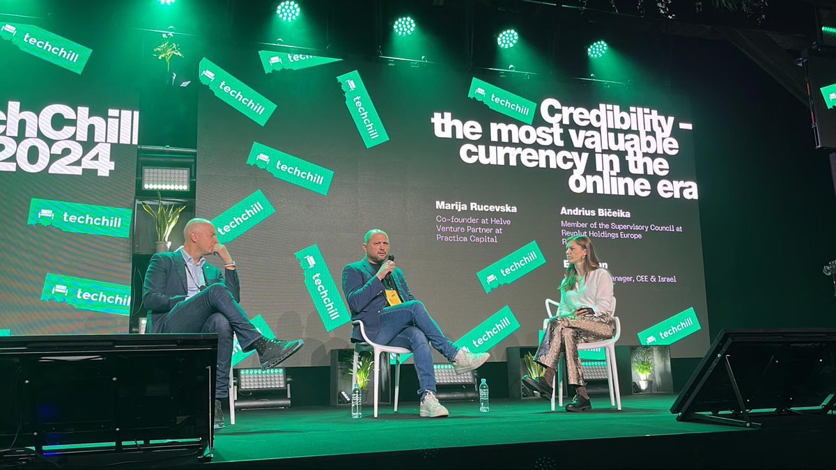 Our Venture Partner @marijarucevska taking the stage alongside @AndriusBiceika and @efidahan , discussing the invaluable currency of credibility in the digital age 🖥️ #TechChill2024