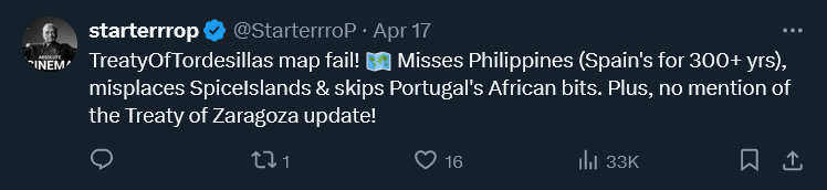 yes because Tordesillas didn't demarcate a line in the east lol, and the map is de jure not de facto. also Spain implicitly relinquished for claim to the Philippines when they signed Zaragoza lol, but that was signed 30 years later and is a different treaty.